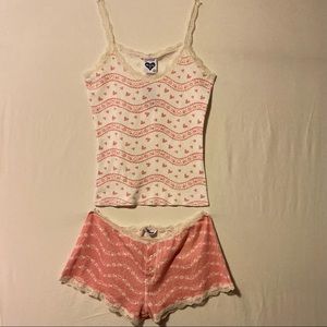 New SCANTY Lace Hearts Cami & Shorts Sleeper Set